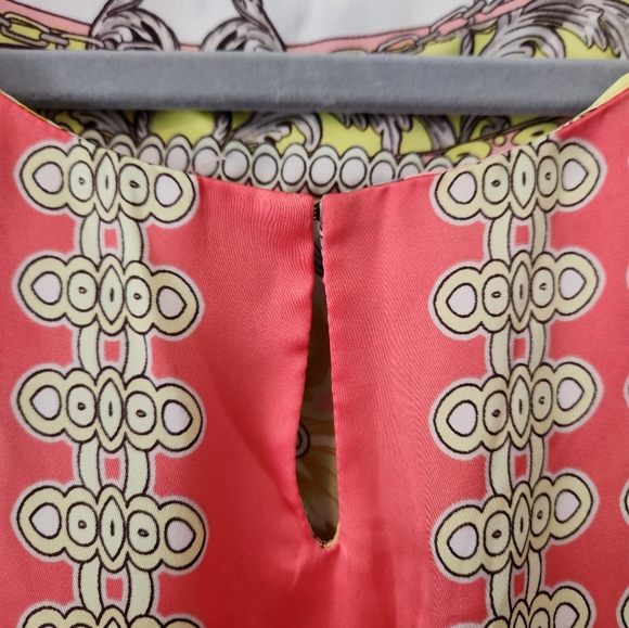 Jennifer Lopez Colorful Print Silky 3/4 Sleeves Summer Fashion Dress sz L - Picture 7 of 13